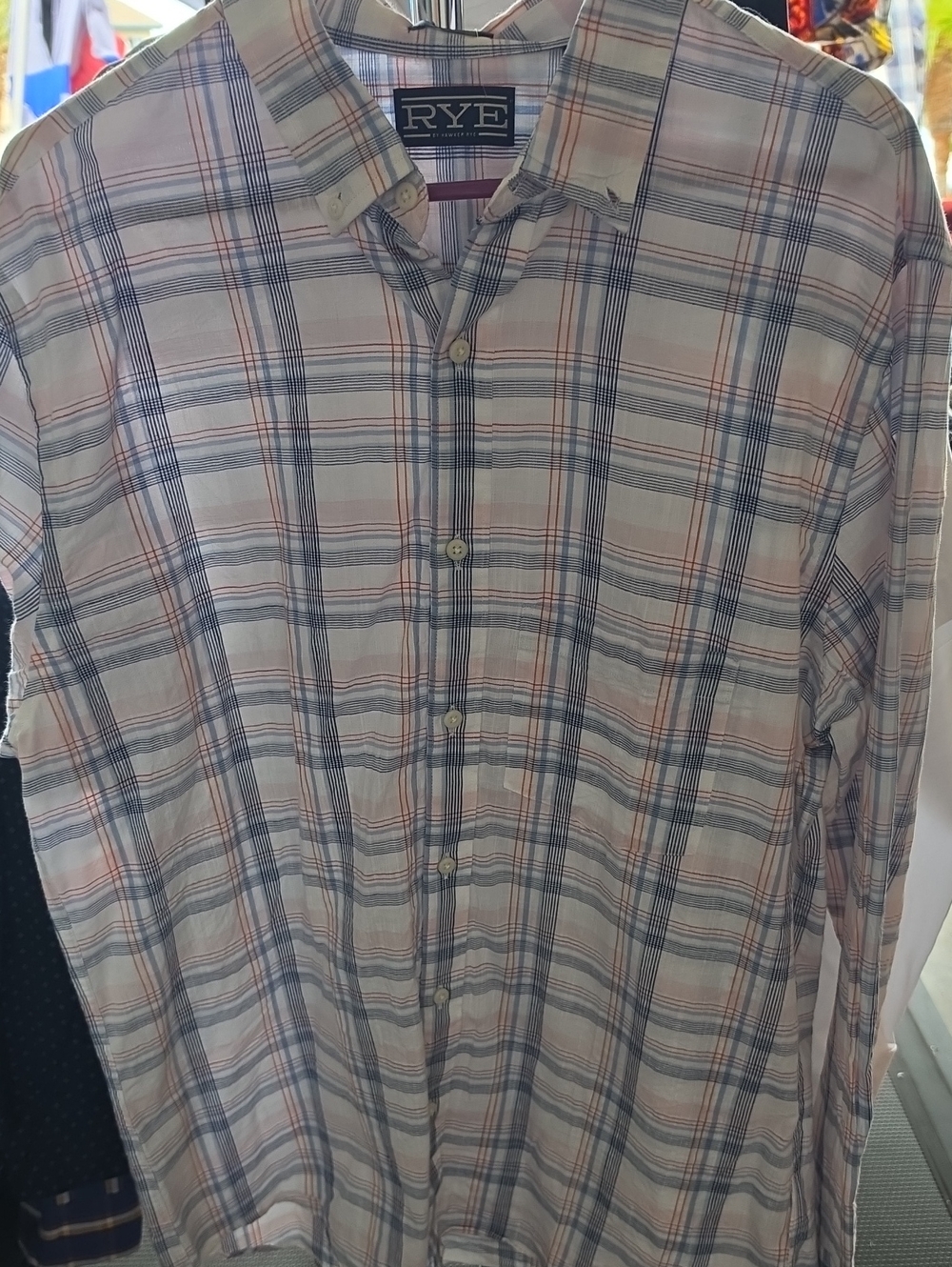 RYE Men's Plaid Button-Down Shirt - Blue & Pink
